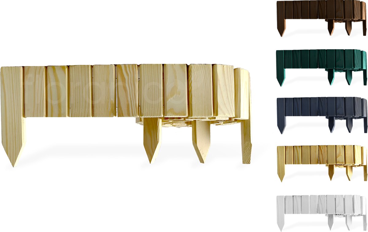 Floranica® Rollborder II | Flexibel houten hekje | 203cm | Hoogte: 20cm | Onbehandeld | Dennenhout | Perkafscheiding | Gazonafscheiding | Palissade | bloembedafscheiding | Bloemperken en padenafscheiding