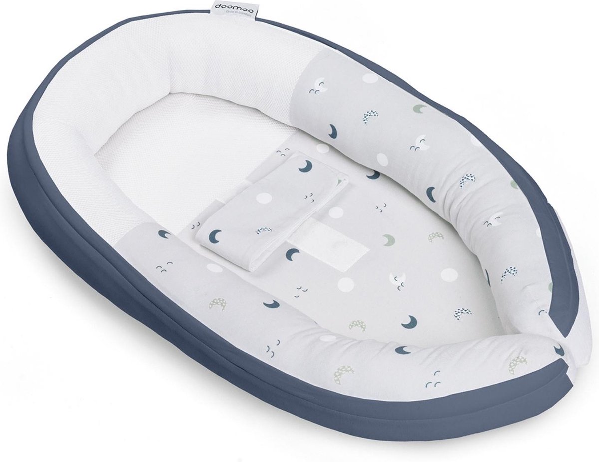 Doomoo Cocoon Moon Babynestje Blue / Grey