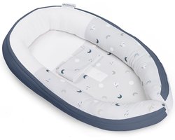 Doomoo Cocoon - Babynestje - Organisch Katoen - 74 x 46 cm - Blue Grey Moon