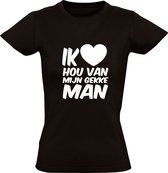 Ik hou van mijn gekke man | Dames t-shirt | Valentijnsdag | Valentijnskado | Vriendin |Zwart