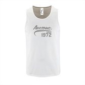 Witte Tanktop sportshirt met "Awesome sinds 1972" Print Zilver Size S