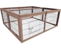 Duvo+ woodland konijnenhok jumper forest s - 120x120x48cm taupe + gratis 100ml drinkfles