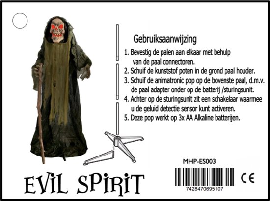 Poupée Halloween EVIL SPIRIT (son, mouvement, lumière) 1,60 m de haut