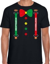 Carnaval t-shirt Mestreech bretels en strik voor heren - zwart - Maastricht - Carnavalsshirt / verkleedkleding 2XL