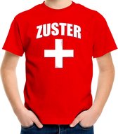 Zuster met kruis verkleed t-shirt rood voor kinderen - Verpleegster carnaval / feest shirt kleding / kostuum XS (110-116)