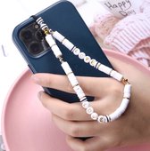 Phone cord - Telefoonketting - Telefoonkoord voor om Pols- Beads - Kralen - Wit - Love - Liefde