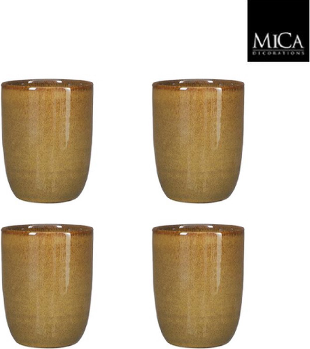 Goedkoopste Mica Decorations Tabo Beker 10 x 7.5 cm - Oker - 4 stuks