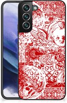 Back Case TPU Siliconen Hoesje Samsung Galaxy S22 Pro GSM Hoesje met Zwarte rand Angel Skull Red