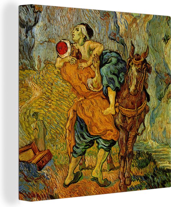 Canvas Schilderij De barmhartige samaritaan - Schilderij van Vincent van Gogh - 20x20 cm - Wanddecoratie