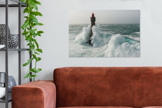 Tableau sur toile Phare dans la tempête - 90x60 cm - Décoration murale