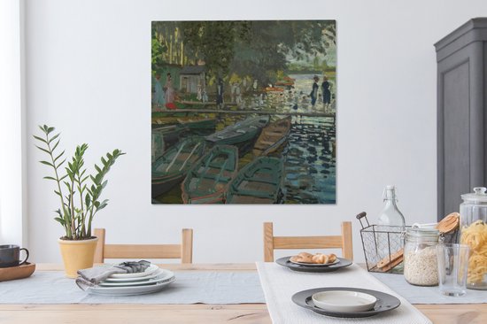 Tableau Toile Baigneurs à La Grenouillère - Peinture de Claude Monet - 90x90 cm - Décoration murale