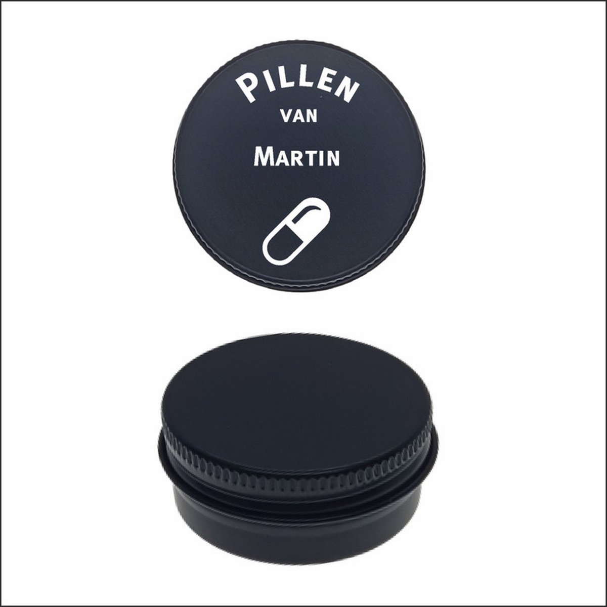 Pillen Blikje Met Naam Gravering - Martin