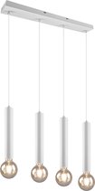 LED Hanglamp - Hangverlichting - Trion Claro - E27 Fitting - 4-lichts - Rond - Mat Wit - Aluminium - BES LED