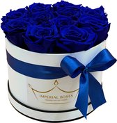 Flowerbox Longlife Rozen - Royal Blue - Klein Wit