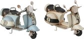 J-Line SCOOTER METAAL BEIGE/BLAUW ASSORTIMENT VAN TWEE/ Set van 4 stuks