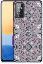 Hoesje Geschikt voor Samsung Galaxy M52 Telefoonhoesje met Zwarte rand Flower Tiles