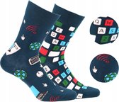 2pack Gatta-Wola katoenen lange sokken Funky, 2 verschillende patronen, maat 43-46, Netwerk patroon