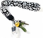 Keycord - Sleutelriem - Lanyard -  Sleutelhanger - Pasjeshanger - Dierenprint - Panterprint - Cheetah - Leopard - Zwart/Wit