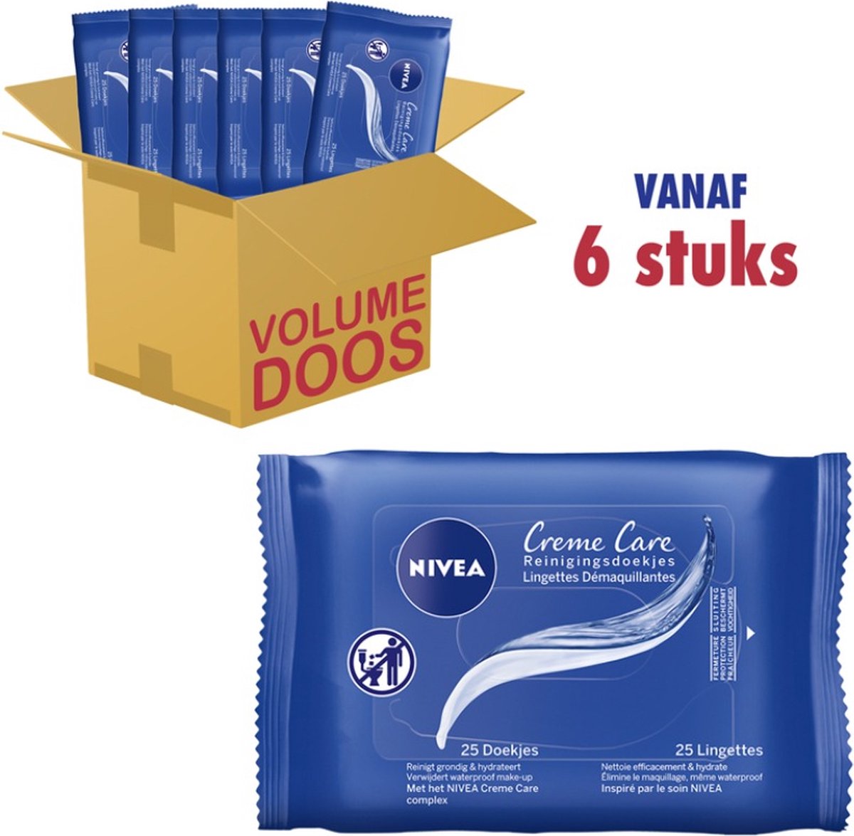 Nivea Reinigingsdoekjes Creme Care Voordeelverpakking 6 stuks x 25