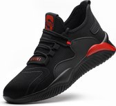 Chaussures de sécurité Veran - Chaussures de Chaussures de travail - Baskets pour femmes - Sportif - Embout en acier - Antidérapant - Respirant - Semelle anti-perforation - Haute qualité - Homme - Femme - Zwart - Rouge - 46