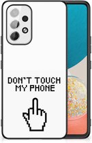 Hoesje Geschikt voor Samsung Galaxy A53 Leuk TPU Back Case met Zwarte rand Finger Don't Touch My Phone