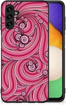Smartphone Hoesje Geschikt voor Samsung Galaxy A13 5G Back Case TPU Siliconen Hoesje met Zwarte rand Swirl Pink