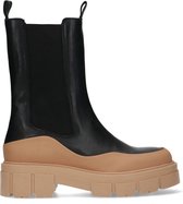 Sacha - Dames - Zwarte chelsea boots met camel details - Maat 39