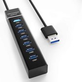 Likorlove USB Hub 3.0 Multiport USB-extender High Speed ​​Data Hub Draagbare splitter Universele converter met blauw indicatielampje Plug and Play Compatibel met PS4 Pro Slim PC (zwart)