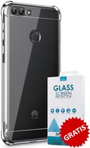 Crystal Backcase Transparant Shockproof Hoesje Huawei P Smart - Gratis Screen Protector - Telefoonhoesje - Smartphonehoesje