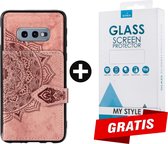 Backcover Fashion Mini Wallet Hoesje Samsung Galaxy S10e Roségoud - Gratis Screen Protector - Telefoonhoesje - Smartphonehoesje