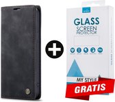CaseMe Bookcase Pasjeshouder Hoesje iPhone 12 Mini Zwart - Gratis Screen Protector - Telefoonhoesje - Smartphonehoesje