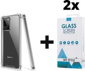 Crystal Backcase Transparant Shockproof Hoesje Samsung Galaxy S20 Ultra - 2x Gratis Screen Protector - Telefoonhoesje - Smartphonehoesje