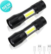 IGOODS  2 stuks Zaklamp Draagbare Cob - Waterdicht - Telescopische Zoom - 4 Modi Led Zaklamp - Outdoor