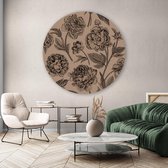 Muurcirkel Taupe Floral ² - Dibond - ⌀80 - Meerdere Afmetingen & Prijzen