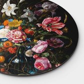 Muurcirkel Tulips & Roses In Vase Round - Plexiglas - Meerdere Afmetingen & Prijzen