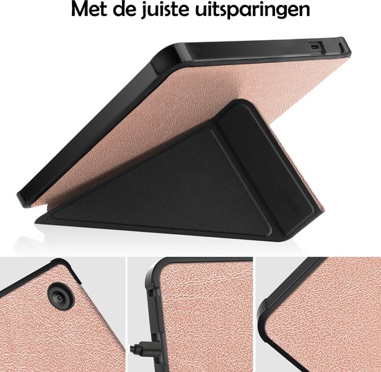 Hoesje Geschikt voor Kobo Sage Hoes Bescherm Hoesje Case Sleep Cover Trifold - Hoes Geschikt voor Kobo Sage Hoesje - Rosé Goud van Hoesje  — afbeelding 3