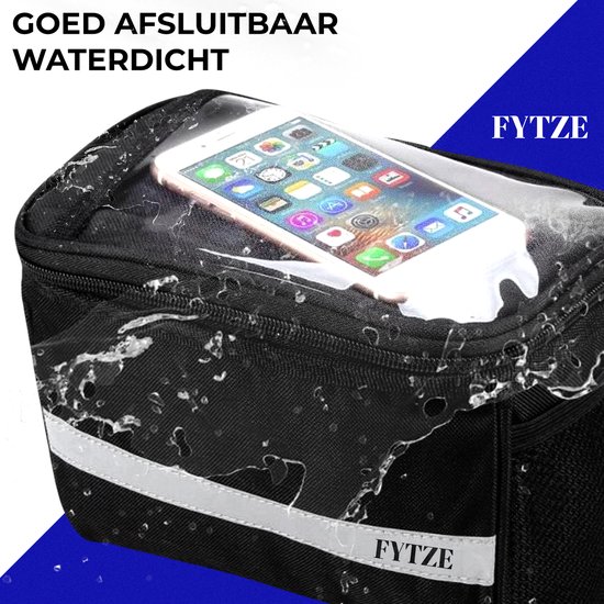 FYTZE Stuurtas - Grote Afneembare Fietstas Stuur Met Smartphone / Telefoon Houder & Kaartlezer (Kaarthouder)  - Afneembaar - Waterproof - Zwart - FYTZE