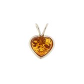 SilverGems Pendentif en argent avec pierre précieuse d'ambre en forme de cœur