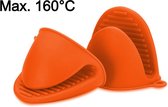2x Pannenlap - Siliconen - Klein - Set van 2 stuks - Oranje - Koken & Bakken - Warmtebestendig - Hittebestendig - Ovenwanten - Ovenhandschoenen - Kleine - Keuken - BBQ