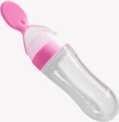 Baby fles met lepel- Roze-90ML