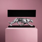 Tafellamp - Dierenlamp Panter - zilver zwart - H 39 cm