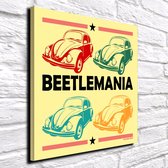 Pop Art Beetlemania Canvas - 80 x 80 cm - Canvasprint - Op dennenhouten kader - Geprint Schilderij - Popart Wanddecoratie