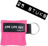 25x Pack Hospitrix Kiss of Life Sleutelhanger Roze - 5cm - CPR Masker met Wegwerp Beademingsmasker