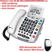 GEEMARC SERENITIES telefoon met SOS-knop en draagbare VAL-DETECTOR (Man-Down). Met nummerweergave en 30 dB GELUIDSVERSTERKING geschikt voor SLECHTHORENDEN en SLECHTZIENDEN