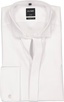 OLYMP Luxor modern fit overhemd - smoking overhemd - wit - gladde stof met wing kraag - Strijkvrij - Boordmaat: 45
