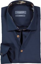 Ledub overhemd modern fit overhemd - twill - donkerblauw (gebloemd contrast) - Strijkvrij - Boordmaat: 45