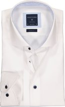 Profuomo Originale slim fit overhemd - twill - wit (lichtblauw contrast) - Strijkvrij - Boordmaat: 42