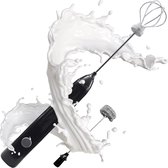 Mousseur à lait Premium Earkings - Mousseur à lait rechargeable avec câble USB inclus - Comprend 2 accessoires - Mousseur à lait électrique Zwart