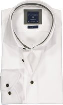 Profuomo Originale slim fit overhemd - twill stretch - wit (contrast) - Strijkvrij - Boordmaat: 44