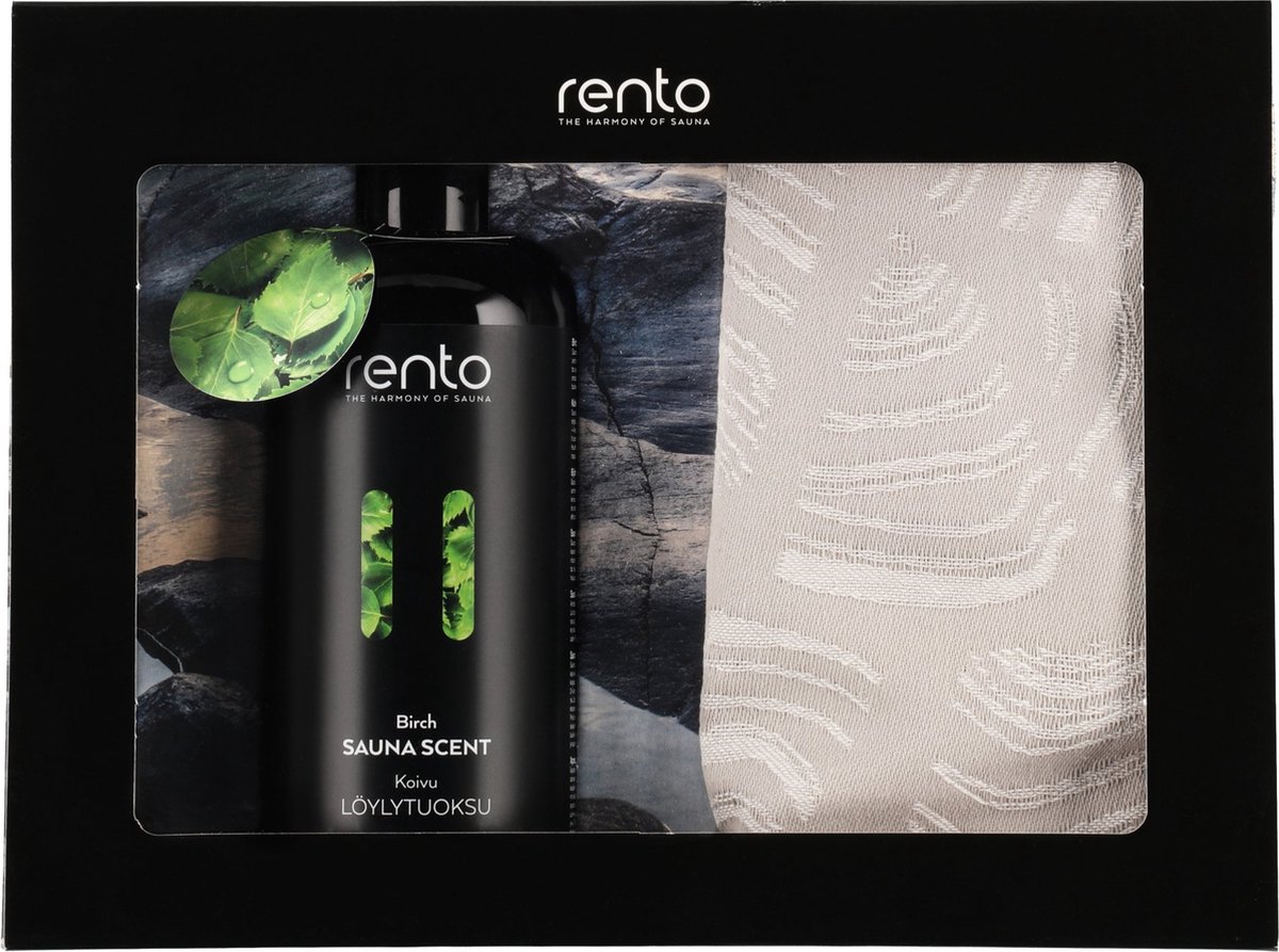 Rento cadeauset - Berken saunageur en 2 handdoeken